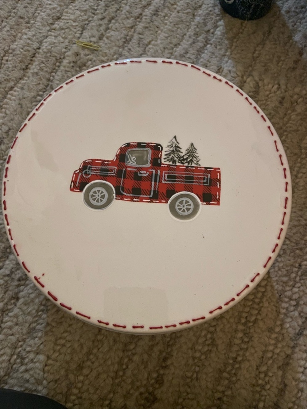 Cookie Jar Container with Christmas Truck, has inner seal to keep contents fresh